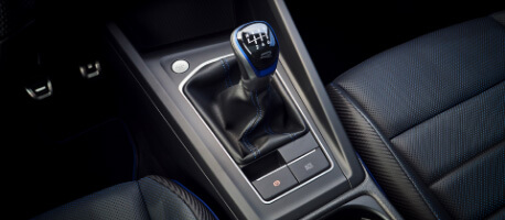 Manual transmission leather gear shift in 2023 Volkswagen Golf R
