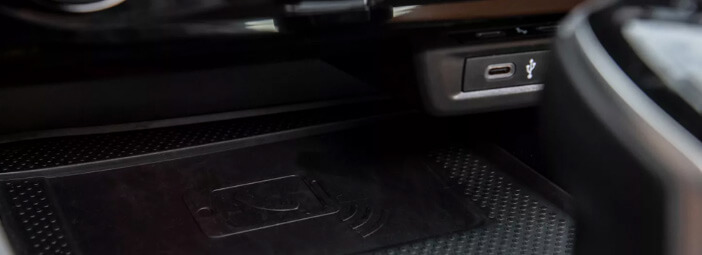 Wireless charging pad in center console of 2023 Volkswagen Jetta GLI