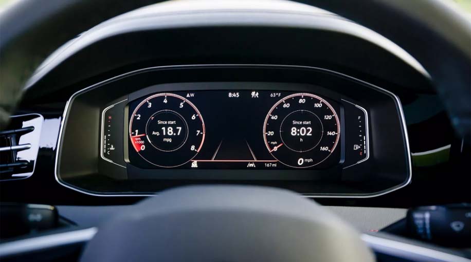 Close up view of interior 2025 Jetta GLI dashboard