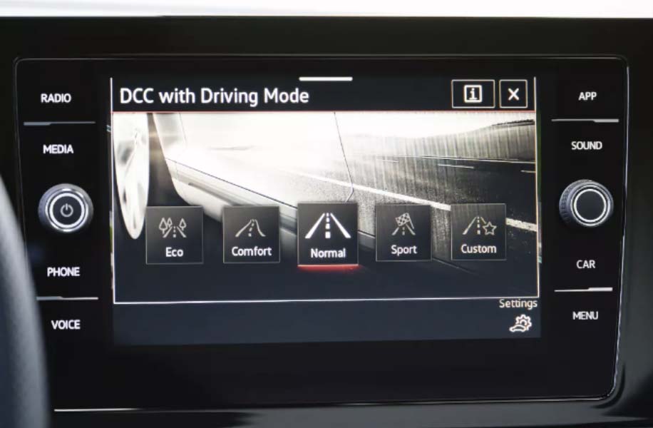 Close up of Dynamic Chassis Control on Dashboard
