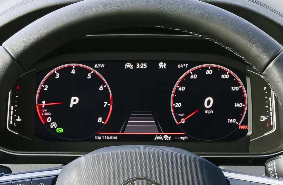 Close up view of Volkswagen Digital Cockpit Pro