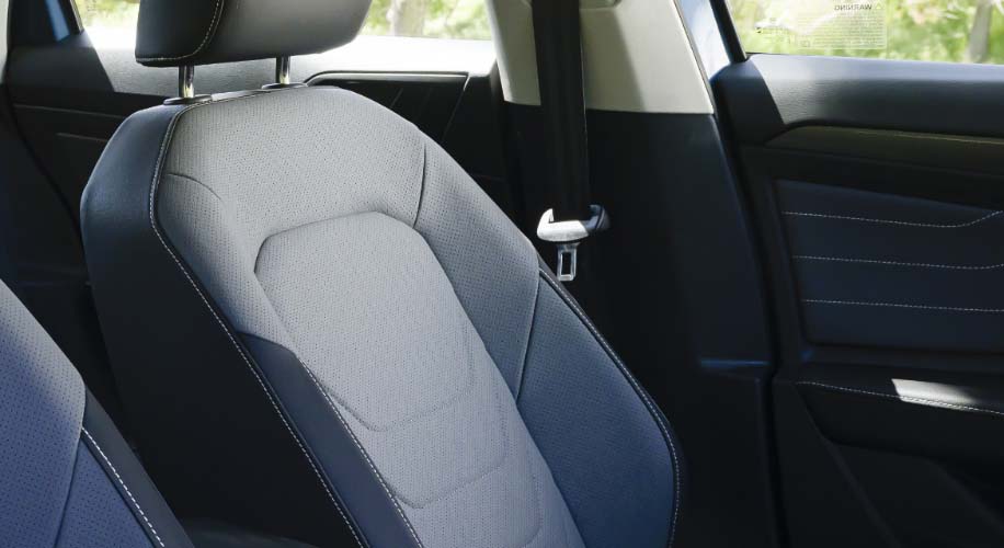 Close-up of the ventilated and heated front seats in the  Volkswagen Jetta.