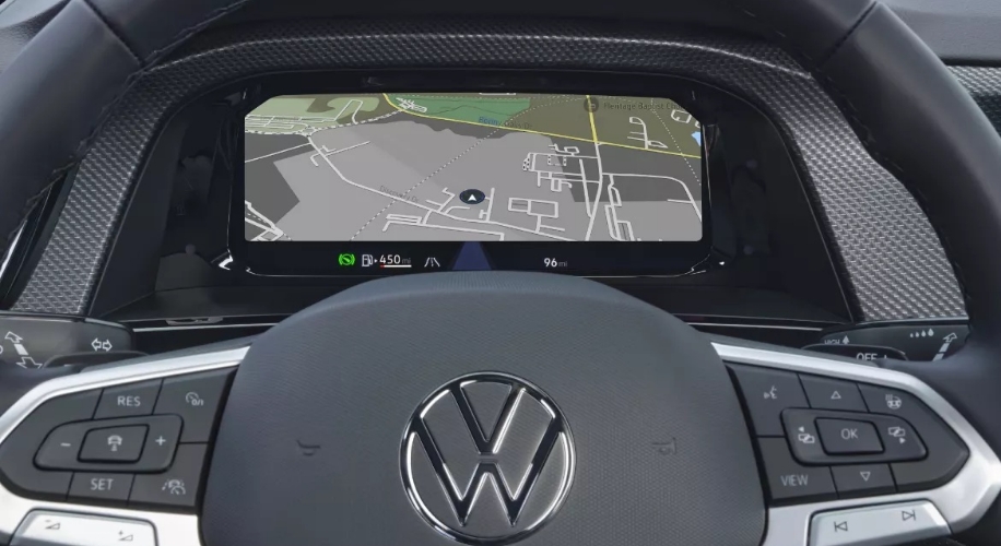 Close up of drivers steering wheel