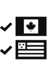Canada and USA flag icons
