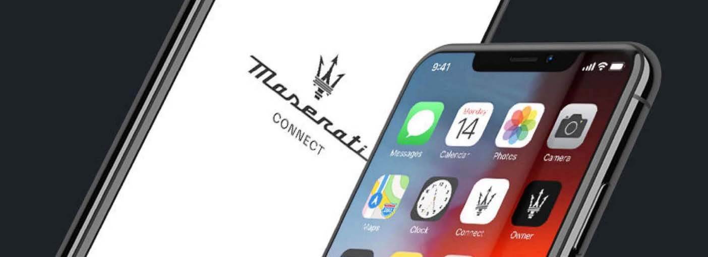 Iphone showcasing the Maserati Connect App
